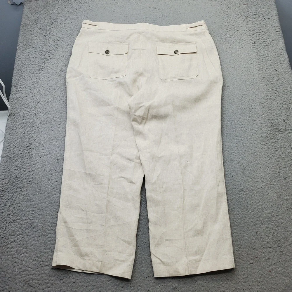 Tasso Elba Island Trouser Pants Mens 38x30 Tan Linen Straight Leg Drawstring